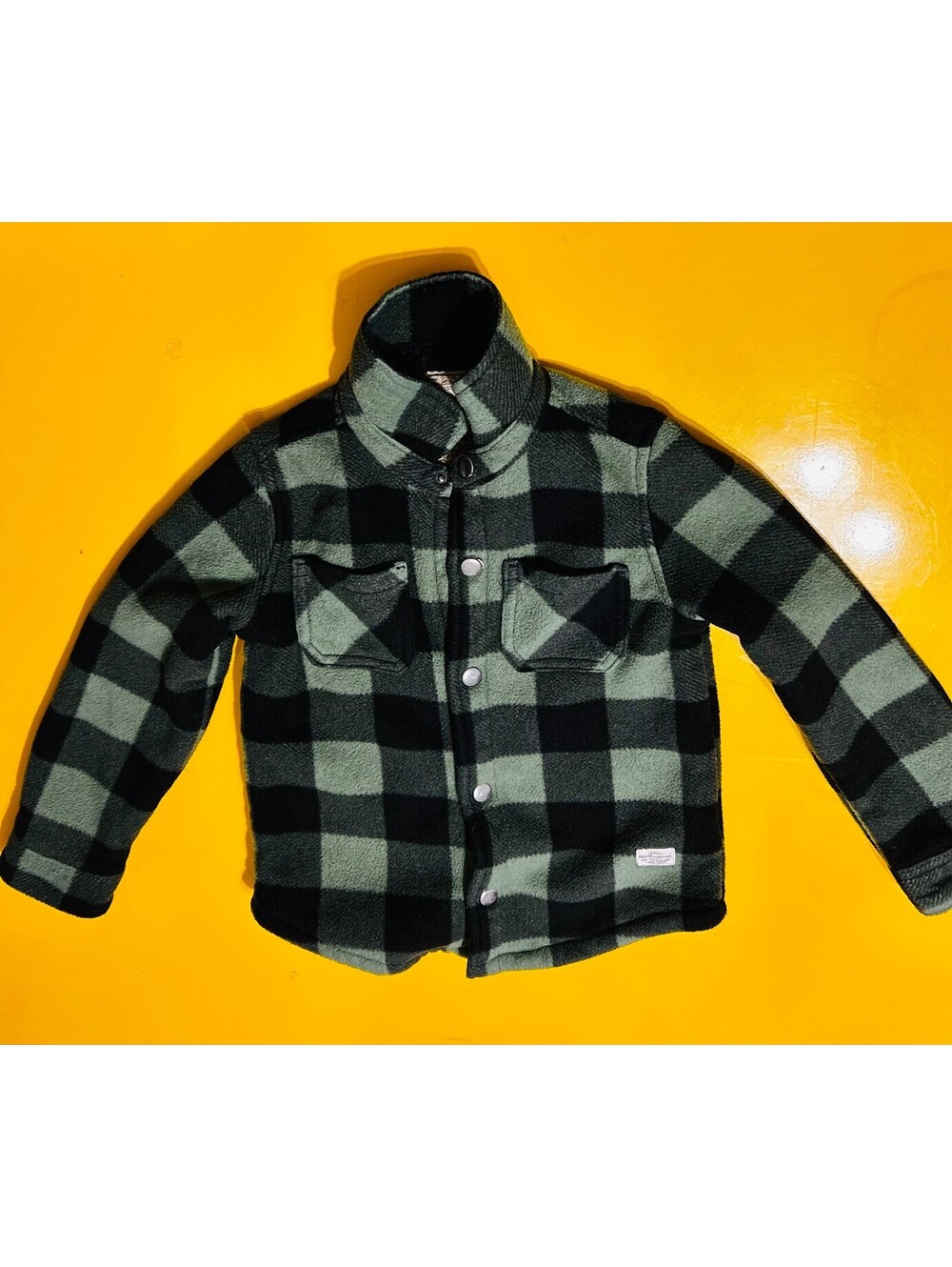 Weatherproof Vintage Kids Sherpa Lined Fleece Shirt Jacket Green Plaid XS 5/6